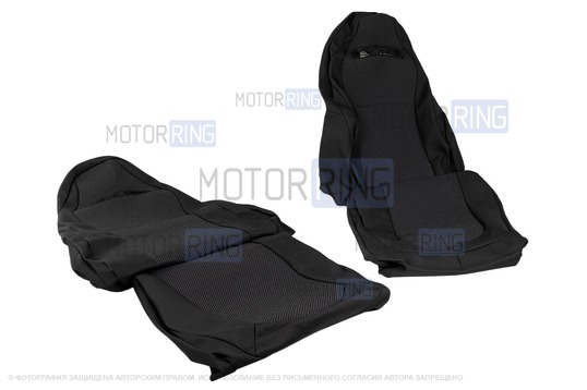 Обивка (не чехлы) сидений Recaro (черная ткань, центр Искринка) для ВАЗ 2111, 2112, Лада Приора хэтчбек, универсал