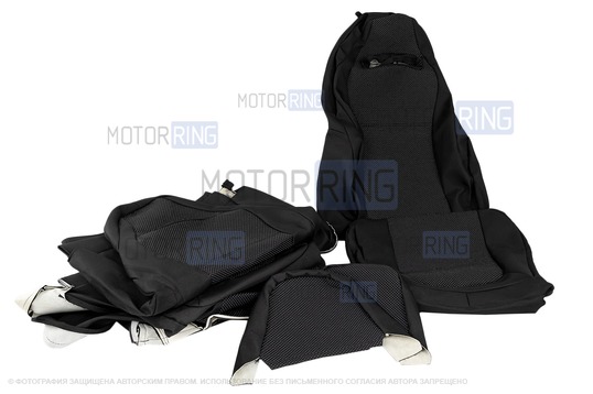 Обивка (не чехлы) сидений Recaro (черная ткань, центр Искринка) для ВАЗ 2111, 2112, Лада Приора хэтчбек, универсал