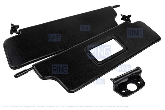 Черные солнцезащитные козырьки с зеркалом и центральным кронштейном для Лада 4х4 (Нива) 1993-2019 г.в._1