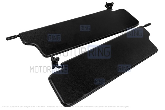 Черные солнцезащитные козырьки с зеркалом и центральным кронштейном для Лада 4х4 (Нива) 1993-2019 г.в.