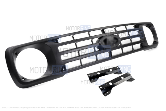 Решетка радиатора в стиле Урбан с кронштейнами и местом под шильдик для Лада 4х4 (Нива)_1