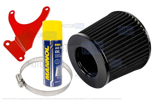 Воздушный фильтр нулевого сопротивления MR черный с красным кронштейном Sal-Man и пропиткой MANNOL для 16 кл ВАЗ 2110-2112, 2113, 2114 (Супер-Авто), Лада Гранта, Гранта FL, Калина, Калина 2, Приора_1