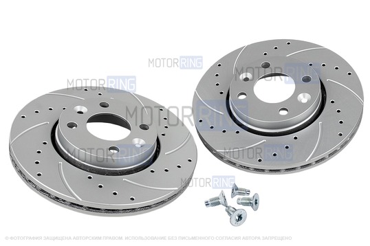 Вентилируемые передние тормозные диски МАВИКО PRO R15 с насечками и перфорацией для Лада Веста, Икс Рей, Ларгус, Renault Logan, Sandero, Megane, Clio, Nissan Micra, Note, Tiida_1