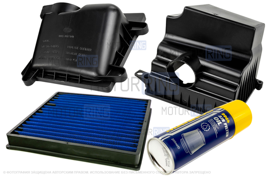 Корпус воздушного фильтра в полусборе (2 части) с фильтром нулевого сопротивления и масляной пропиткой для Лада Калина 1,6л_1