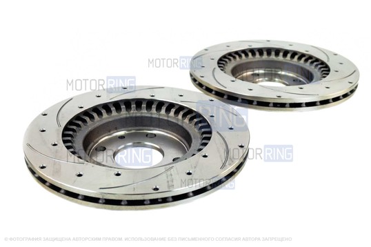 Вентилируемые передние тормозные диски Alnas Sport Euro 2112 R14 с тормозными колодками BREMBO для ВАЗ 2110-2112, Лада Гранта, Гранта FL, Калина, Калина 2, Приора, Датсун