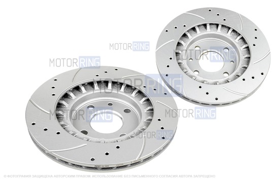 Вентилируемые передние тормозные диски МАВИКО PRO R14 с тормозными колодками BREMBO для ВАЗ 2110-2112, Лада Гранта, Гранта FL, Калина, Калина 2, Приора, Датсун