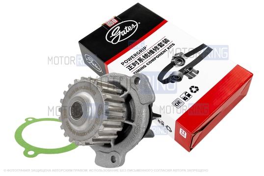 Усиленный комплект ремня ГРМ CHINA ORIGINAL GATES с помпой ТЗА серии Комфорт для 8-клапанных ВАЗ 2108-21099, 2110-2112, 2113-2115, Лада Приора, Калина, Калина 2, Гранта в комплектации Стандарт, Ока_1