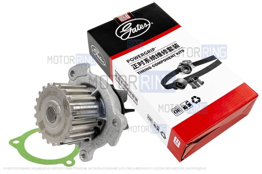 Усиленный комплект ремня ГРМ CHINA ORIGINAL GATES с помпой ТЗА серии Комфорт образца 21124 для 16-клапанных ВАЗ 2110-2112, 2113, 2114_1