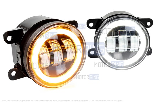 Диодные ПТФ TheBestPartner с ангельскими глазками и повторителем поворотника для Лада Гранта FL, Веста, Веста NG, Икс Рей, Ларгус FL, Нива Урбан, Рено_1