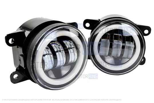 Диодные ПТФ TheBestPartner с ангельскими глазками и повторителем поворотника для Лада Гранта FL, Веста, Веста NG, Икс Рей, Ларгус FL, Нива Урбан, Рено