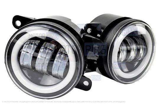 Диодные ПТФ TheBestPartner с ангельскими глазками и повторителем поворотника для Лада Гранта FL, Веста, Веста NG, Икс Рей, Ларгус FL, Нива Урбан, Рено