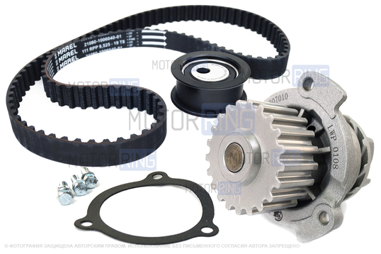 Комплект ремня ГРМ Marel Standart с помпой Luzar для 8-клапанных ВАЗ 2108-21099, 2110-2112, 2113-2115, Лада Приора, Калина, Калина 2, Гранта в комплектации Стандарт, Ока_1