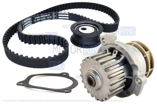 Комплект ремня ГРМ Marel Standart с помпой Luzar Turbo для 8-клапанных ВАЗ 2108-21099, 2110-2112, 2113-2115, Лада Приора, Калина, Калина 2, Гранта в комплектации Стандарт, Ока_1