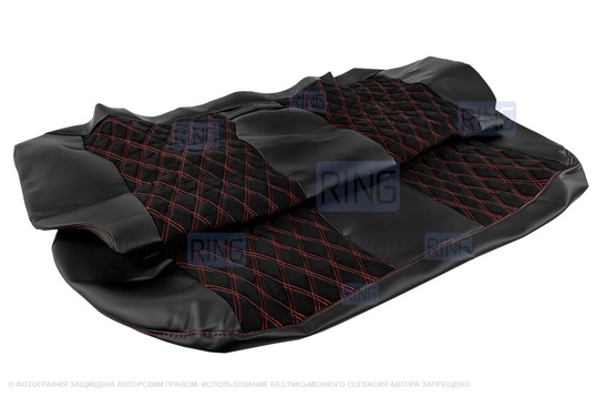 Обивка сидений (не чехлы) экокожа с алькантарой (цветная строчка Ромб/Квадрат) для ВАЗ 2108-21099, 2113-2115, 5-дверная Лада 4х4 (Нива) 2131