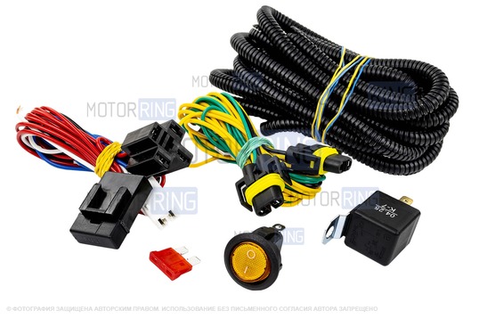 Проводка для подключения противотуманных фар (ПТФ) ML с универсальной кнопкой для Лада Веста, Икс Рей, Ларгус_1