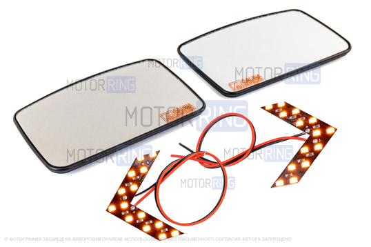 Комплект зеркальных элементов (стекол) SALINA старого образца с 2 встраиваемыми повторителями (нейтральный антиблик, обогрев) для Лада Приора_1