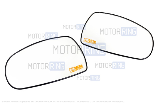 Комплект зеркальных элементов (стекол) SALINA старого образца с 2 встраиваемыми повторителями (нейтральный антиблик, обогрев) для Лада Калина
