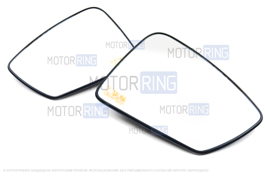 Комплект зеркальных элементов (стекол) SALINA в зеркала Лифтбек с 4 встраиваемыми повторителями (нейтральный антиблик, обогрев) для Лада Гранта, Гранта FL, Калина, Калина 2, Датсун