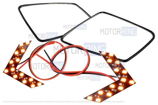 Зеркальные элементы в зеркала заднего вида АТП в стиле Мерседеса AMG с 2 встраиваемыми повторителями (нейтральный антиблик, обогрев) для ВАЗ 2104, 2105, 2107, 2108-2115, Лада Приора, 4х4, Нива Легенд, Веста, Шевроле Нива_1