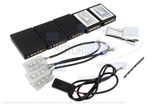 Универсальная неоновая лента контурной подсветки салона Ambient light 64 цвета с функцией приветствия