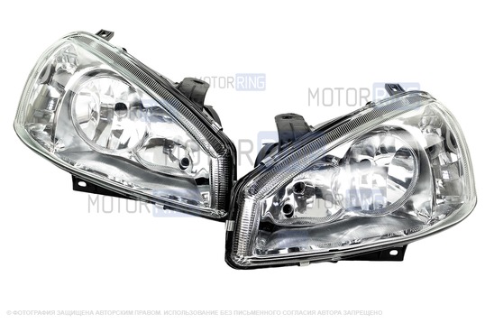 Комплект передних фар ML под Bosch со стеклом для Лада Калина