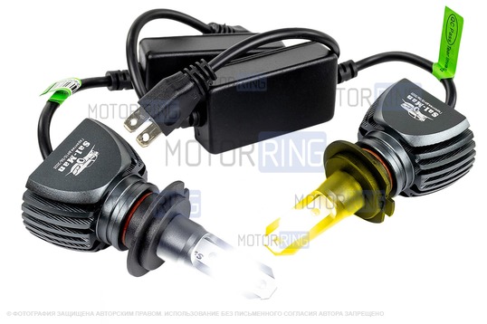 Светодиодные лампы S1 Sal-Man двухцветные (бело-желтые) 40W 3000 и 6000K H7 для Лада Калина, Калина 2, Приора, Веста, Иксрей, Шевроле Нива_1