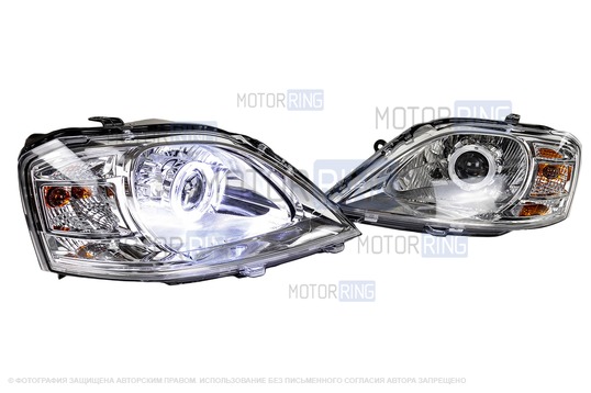 Светодиодные фары с ДХО и линзой для Лада Ларгус_1