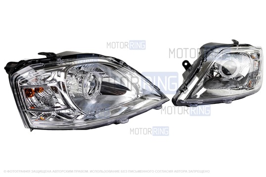 Светодиодные фары с ДХО и линзой для Лада Ларгус