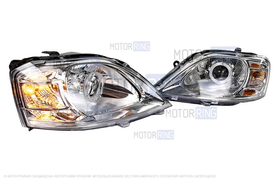 Светодиодные фары с ДХО и линзой для Лада Ларгус