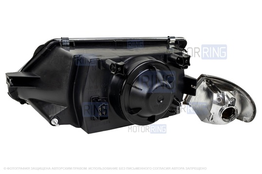 Правая блок фара ML под Bosch с черным корпусом, маской, поворотником и прозрачным стеклом для ВАЗ 2113-2115