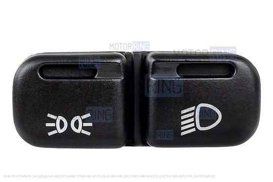 Кнопка включения наружного освещения АВАР с зеленой подсветкой и зеленой индикацией включения габаритов (секция фар без индикации) для ВАЗ 2113-2115, Шевроле Нива