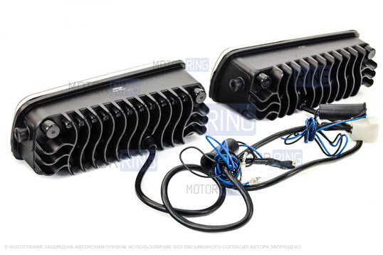 Светодиодные фары 90W c подфарниками Sal-Man 6 полос и повторителями Плазма для Лада 4х4, Нива Легенд