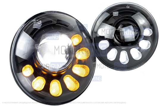 Светодиодные фары 90W c подфарниками Sal-Man 6 полос и повторителями Плазма для Лада 4х4, Нива Легенд