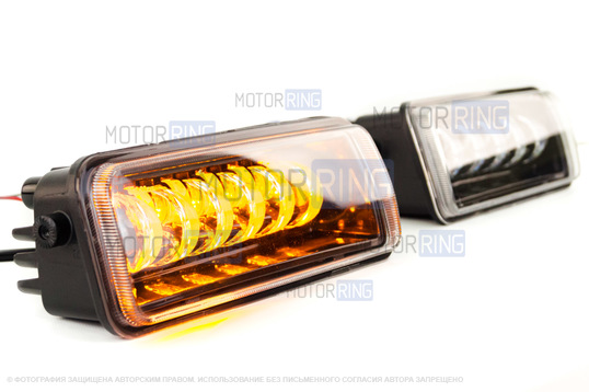 Светодиодные фары 90W c подфарниками Sal-Man 11 полос и повторителями Плазма для Лада 4х4, Нива Легенд