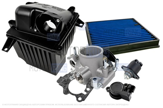 Комплект системы впуска MR (корпус воздушного фильтра из 2 частей, фильтр нулевого сопротивления, дроссельная заслонка 52мм, прокладка, датчик положения заслонки, РХХ) для Лада Калина с двигателем 1.6л_1