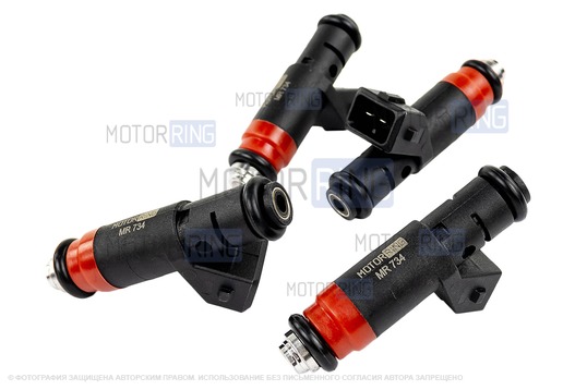 Форсунки MR 734 (аналог 20734) 4шт для 8 кл ВАЗ 2110-2112, 2113-2115, Лада Калина, Калина 2, Гранта, Приора, 4х4, Нива Легенд, Нива Тревел, Шевроле Нива