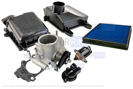 Комплект системы впуска MR (корпус воздушного фильтра, фильтр нулевого сопротивления, дроссельная заслонка 52мм, прокладка, датчик положения заслонки, РХХ) для 16-клапанных ВАЗ 2107, 2110-2112, 2113-2115, Лада Приора до 2013 г.в._1