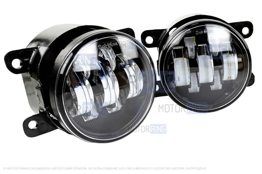 Диодные ПТФ Sal-Man 7 полос (ближний свет 60W и дальний 50W) 5800-5000lux для Лада Гранта FL, Веста, Веста NG, Икс Рей, Ларгус FL, Нива Урбан, Рено