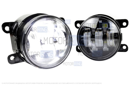 Диодные ПТФ Sal-Man 7 полос (ближний свет 60W и дальний 50W) 5800-5000lux для Лада Гранта FL, Веста, Веста NG, Икс Рей, Ларгус FL, Нива Урбан, Рено