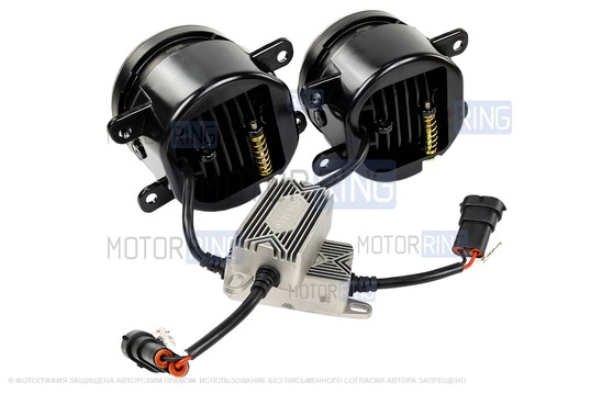 Диодные ПТФ Sal-Man 7 полос (ближний свет 60W и дальний 50W) 5800-5000lux для Лада Гранта FL, Веста, Веста NG, Икс Рей, Ларгус FL, Нива Урбан, Рено