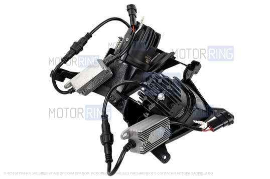 Диодные ПТФ Sal-Man 60W 13000lux (ближний, дальний) в рестайлинговый бампер для Лада Приора SE, Приора 2