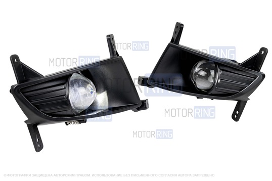 Диодные ПТФ Sal-Man 60W 13000lux (ближний, дальний) в рестайлинговый бампер для Лада Приора SE, Приора 2