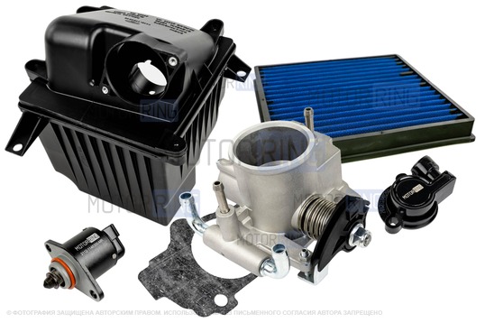 Комплект системы впуска MR (корпус воздушного фильтра из 2 частей, фильтр нулевого сопротивления, дроссельная заслонка 56мм, прокладка, датчик положения заслонки, РХХ) для Лада Калина с двигателем 1.6л_1