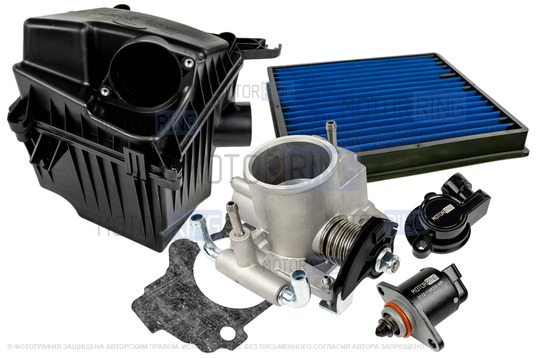 Комплект системы впуска MR под МКПП (корпус воздушного фильтра из 3 частей, фильтр нулевого сопротивления, дроссельная заслонка 52мм, прокладка, датчик положения заслонки, РХХ) для Лада Калина, Калина 2, Гранта_1