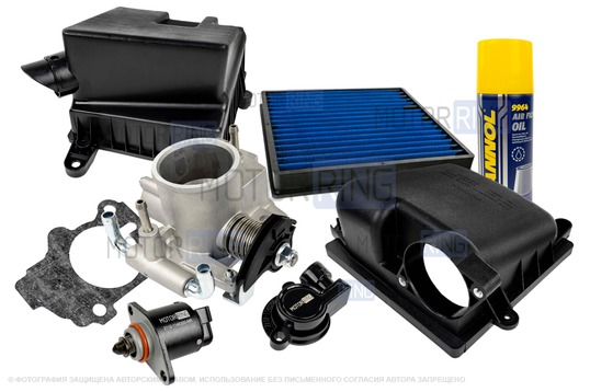 Комплект системы впуска MR (корпус воздушного фильтра, фильтр нулевого сопротивления, масляная пропитка, дроссельная заслонка 52мм, прокладка, датчик положения заслонки, РХХ) для 16 кл Лада Приора 2 с 2013 г.в._1