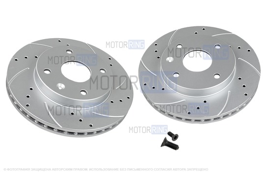Вентилируемые передние тормозные диски МАВИКО PRO с насечками и перфорацией для Chevrolet Lacetti, Lanos
