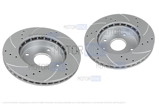 Вентилируемые передние тормозные диски МАВИКО PRO с насечками и перфорацией для Chevrolet Lacetti, Lanos