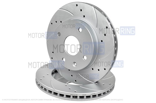 Вентилируемые передние тормозные диски МАВИКО PRO с насечками и перфорацией для Chevrolet Lacetti, Lanos