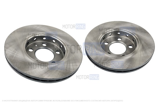 Вентилируемые передние тормозные диски МАВИКО Standart без насечек и перфорации для Volkswagen Polo, Skoda Fabia, Rapid