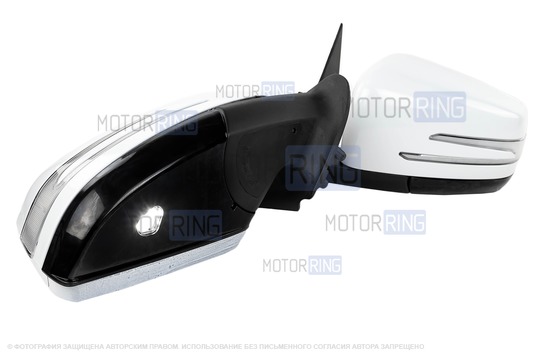 Складные электрозеркала АТП в стиле AMG с обогревом и повторителем Плазма для Лада Гранта, Гранта FL, Калина, Калина 2, Датсун